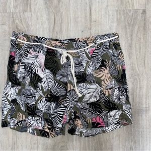 Dash Black Tropical Pattern Shorts With Drawstring Size XL